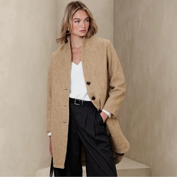 Banana Republic Shawl Collar Coat In Oatmeal Heather Size Small